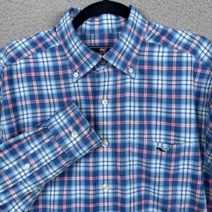 Vineyard Vines Shirt Mens M Blue‎ Plaid Performance Classic Fit Tucker Button Up